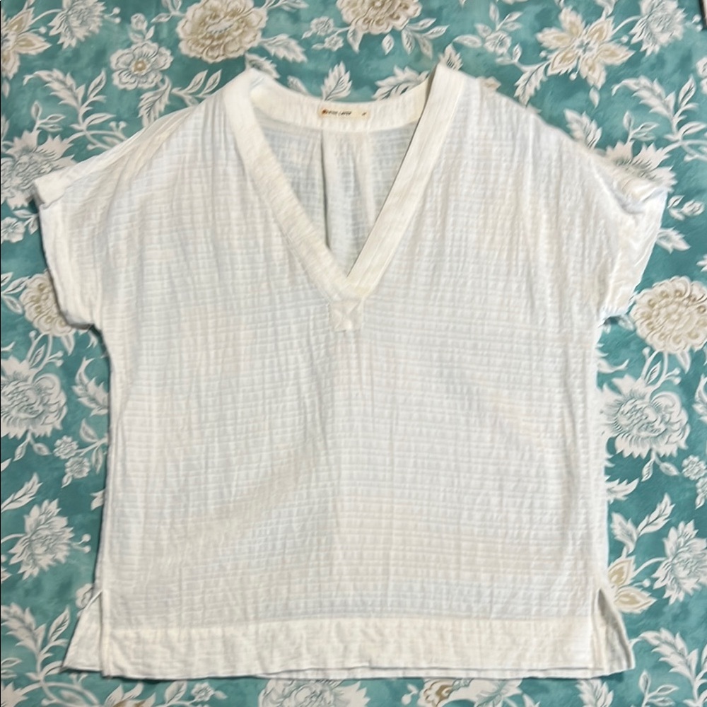Marine Layer Sheer Cap-Sleeve V-Neck Top